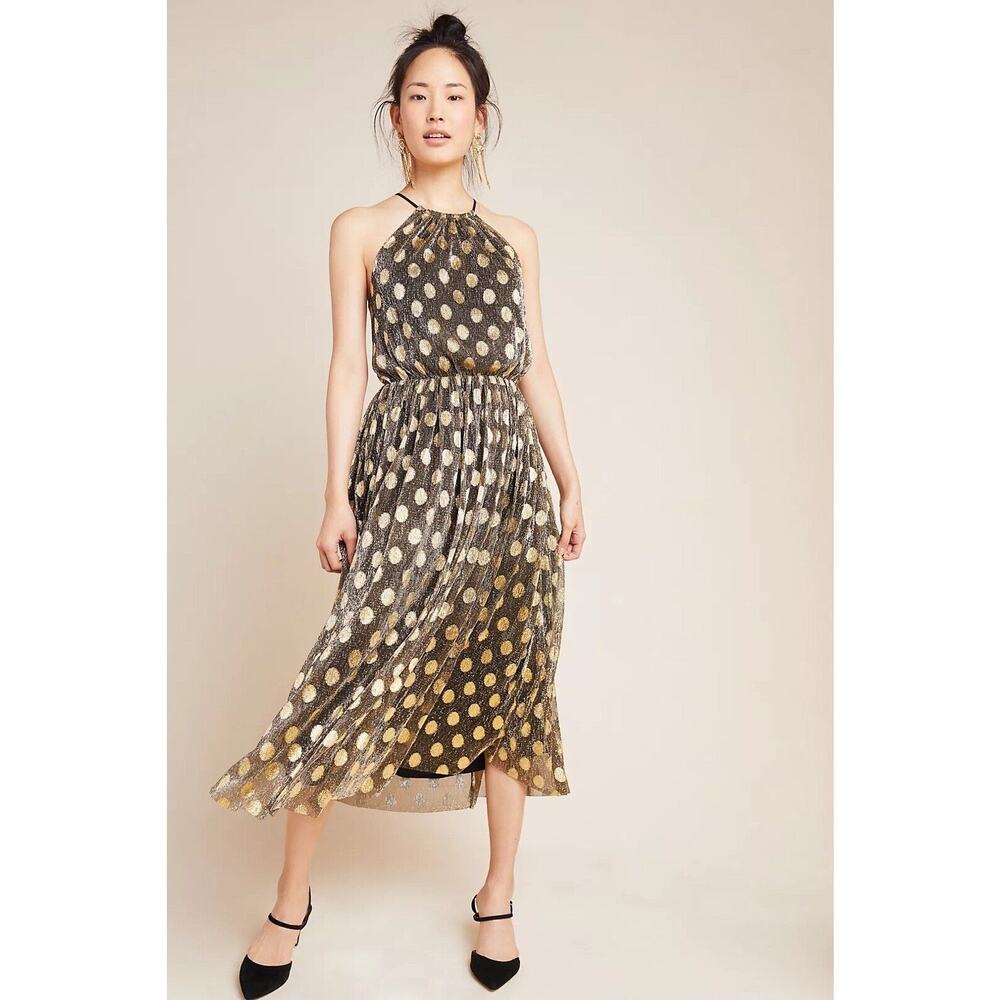 NWT Anthropologie Sunday in Brooklyn Confetti Shimmery‎ Halter Midi Dress Sz LP